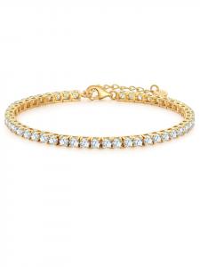 Glanzstücke München Браслет из стерлингового серебра с цирконами в оправе из желтого золота