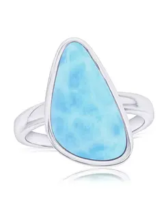 Кольцо из стерлингового серебра с ларимаром неправильной формы Caribbean Treasures, blue