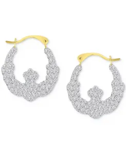 Маленькие серьги-кольца с волнистым узором из кристального паве, золото 10 карат, 0,73 дюйма Macy'S, gold