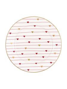 Тарелка Благодать маленькая, белая с сердечками красного и золотого цвета, 15 см Greengate