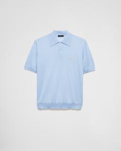 Поло из сверхтонкой шерсти Prada, небесно-голубой