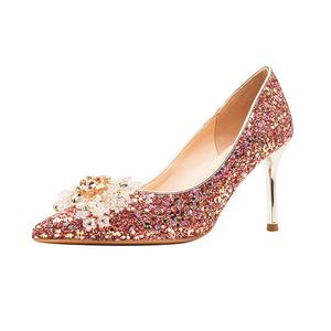 BIGTREE Женские туфли на высоком каблуке, красные