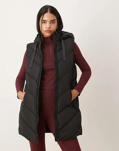 Жилет JDY с капюшоном и шевронным узором, черный