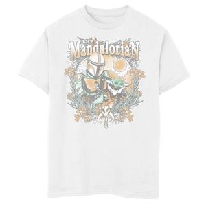 Футболка с цветочным портретом и графическим рисунком для мальчиков 8–20 лет «Звездные войны: Мандалорец и дитя» Star Wars
