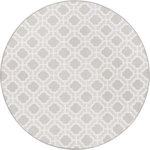 Ковер SAFAVIEH, 201 x 201 см, Lakeside Collection - круглый, бежевый и тауп, без линьки и простой в уходе, для помещений и улицы, моющийся - идеален для патио, заднего двора, прихожей (LAK247B)