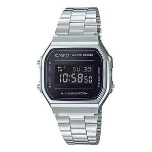 Часы CASIO G Shock Waterproof Stainless Steel Strap Unisex Mens SilverBlack Digital, черный