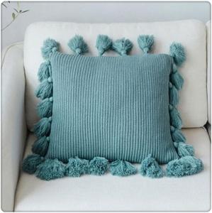 ZUIAI Вязаная декоративная наволочка с кисточкой Gray