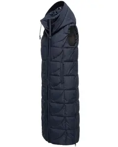 Стеганый жилет Navahoo "Крендель", теплый, длинный женский уличный жилет с капюшоном, цвет морской волны