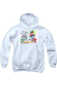 Толстовка с капюшоном "Лига Справедливости Америки: Злодеи, берегитесь" для молодежи Gildan, белый