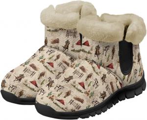 Женские зимние ботинки UNICEU, теплые, с нескользящей подошвой, женские ботильоны и зимние ботинки, обувь с плюшевой подкладкой, пушистые ботинки для прогулок, Western Cowboy