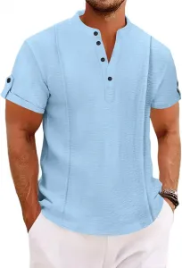 Мужская поло футболка Henley с коротким рукавом