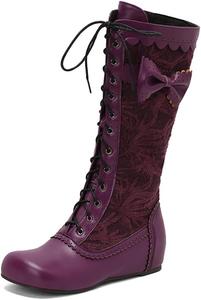 Женские повседневные короткие сапоги LYYSKY с шнуровкой до середины голени. Пожалуйста, ознакомьтесь с таблицей размеров и описанием продукта. Размеры: US4-US17 / EU34-EU50, Purple(Pu)