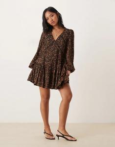 Мини-платье Nobody's Child Petite Marley с оранжевым цветочным принтом