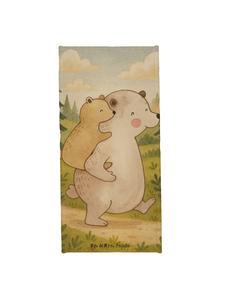 Mr. & Mrs. Panda Банное полотенце с изображением Папы Медведя, без надписи, пастельно-серого цвета