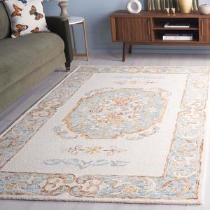 Ковер SAFAVIEH, 275 x 366 см,  Aspen Collection, Ivory & Light Grey, ручная работа из шерсти, французский кантри, идеально для гостиной, столовой, спальни (APN552F)