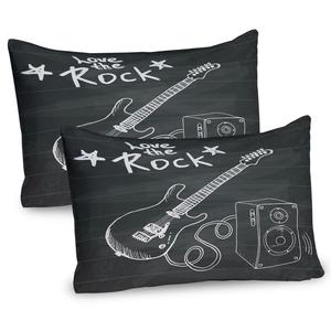 Чехлы для подушек для гитары ABAKUHAUS, набор из 2 шт., надпись «Love the Rock», цитата о любви к рок-музыке и гитаре, чехол для подушки с декоративным принтом, 80 x 40 см, темно-серый белый