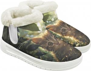 Quxjehoe Женские зимние снегоступы с теплой пушистой подкладкой, удобные ботинки, противоскользящие, водонепроницаемые, для улицы, с белой подошвой, размеры 6-13,5