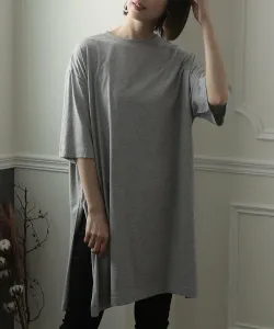 Туника с боковым разрезом, аккуратный крой, блузка с короткими рукавами Pourvous, цвет Heather Gray