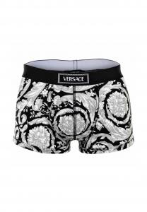 Мужские боксеры - TOPEKA BAROQUE, короткие плавки Топика, ткань с принтом в стиле барокко, эластичный хлопок, логотип VERSACE, цвет Wei_/schwarz