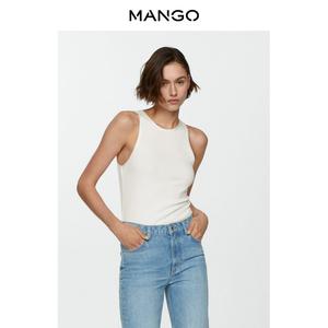 Женская майка Mango тонкая облегающая, темно-синий