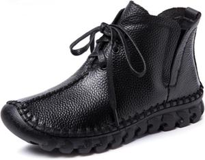 Женские кожаные ботинки Myallfeet ручной работы с шнуровкой, мягкой подошвой из сухожилий коровы, зимние наружные теплые и удобные, с антискользящей подошвой, Black