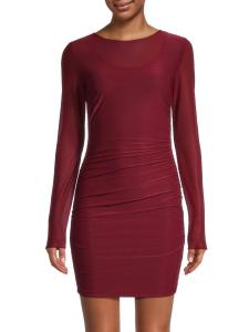 Мини-платье из прозрачного джерси с длинными рукавами Jason Wu, бордовый