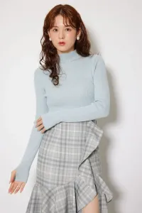 Вязаный топ с высоким воротником и отверстиями для больших пальцев, который можно стирать Rienda, цвет L/Blu1