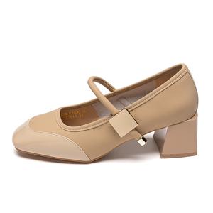 ZHR Туфли Мэри Джейн на массивном каблуке 5,5 см женские абрикосовые, цвет Apricot