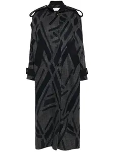 Шерстяной тренч с геометричным принтом Litkovskaya, серый