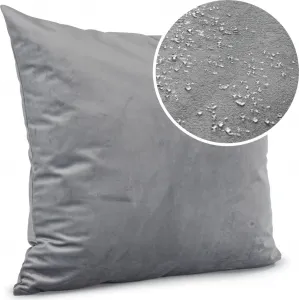 Декоративная подушка 50х50 см, чехол на молнии, диванная подушка с наполнителем, однотонный бархат, серебристо-серый