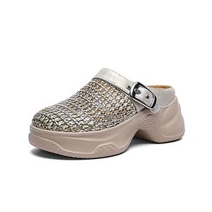 PLO CART Женские противоскользящие тапочки с закрытым носком Gold, цвет Gold