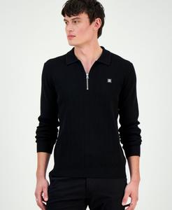 Мужской свитер Sastoro с длинными рукавами и застежкой-молнией до середины груди, с текстурированной поверхностью Hugo Boss, Black