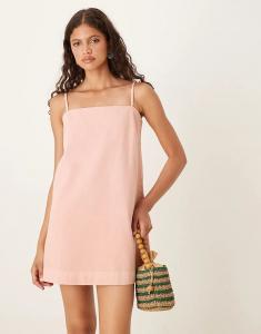 Джинсовое мини-платье ASOS DESIGN розового цвета