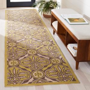 Ковер-дорожка SAFAVIEH, 77 x 305 см, Chelsea Collection, Brown & Green, ручной работы, французский кантри, шерсть, идеален для помещений с высокой проходимостью в гостиной, спальне (HK715B)