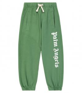 Спортивные брюки из хлопкового джерси с логотипом Palm Angels Kids, зеленый
