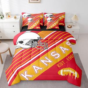 Erosebridal Комплект постельного белья Gridiron в футбольной тематике, желто-синий, 7 предметов, Yellow Red