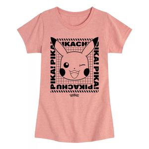 Футболка с рисунком подмигивающего лица для девочек 7–16 лет с изображением Покемона Пикачу Pokemon, розовый