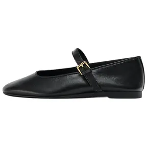 ZARA Туфли Мэри Джейн на плоской подошве 1,3 см, женские, черные
