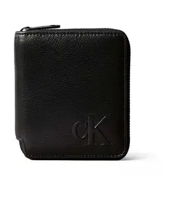 Кожаный складной кошелек на молнии Calvin Klein, черный