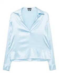 Рубашка поло с вышитым логотипом Tom Ford, синий