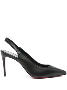 90-миллиметровые кожаные туфли с открытой пяткой Christian Louboutin, черный