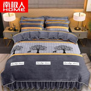 Antarctic Пододеяльник 200х230 см из зимнего молочного велюра, утепленный, двусторонний флис, 1.5 м комплект из 4 предметов, цвет Lucky Tree