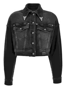 Джинсовая куртка с цветочной вышивкой Versace Jeans Couture, черный