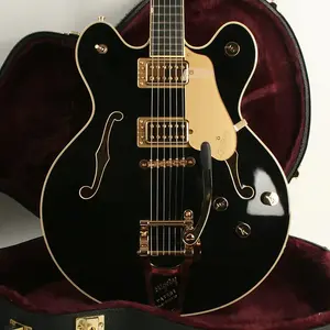 Gretsch Broadkaster LX с центральным брусом, струнотросовым Bigsby и золотой фурнитурой, накладка из эбенового дерева, черный JT25061691