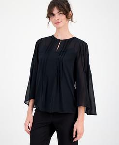 Женская плиссированная блузка с рукавами-воланами Anne Klein, Anne Black