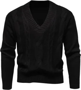 Мужской свитер с V-образным вырезом, зимний, однотонный