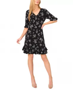 Женское платье-трапеция с V-образным вырезом и ярусами рюш Cece, черный