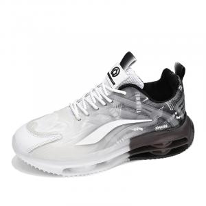 King Jinmai Низкие повседневные мужские туфли черно-белые, цвет Black White