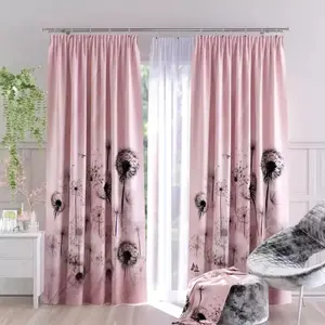 Штора, готовая набивная ткань, розовая, рисунок Воздуходувка, 150х250 см, 250 см x 150 см Wisan