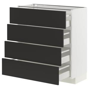 Тумба под шкаф + 4 фасада + 4 ящика, белый/матовый антрацит Nickebo, 80x37 см IKEA Metod / Maximera